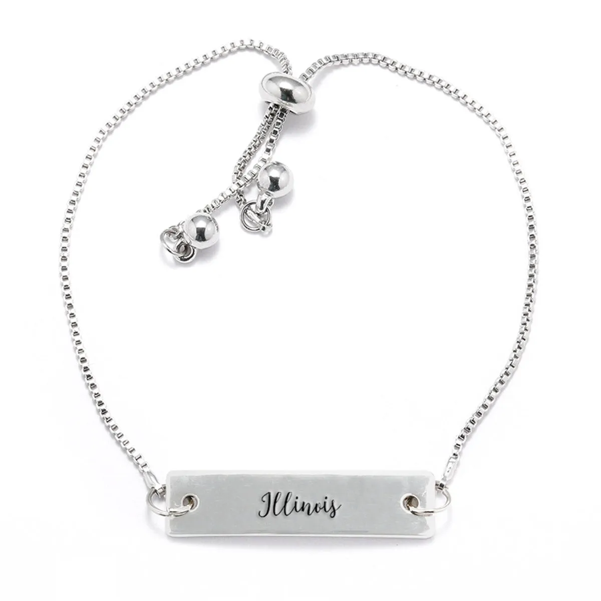 Silver Illinois Adjustable Bar Bracelet