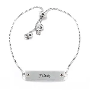 Silver Illinois Adjustable Bar Bracelet