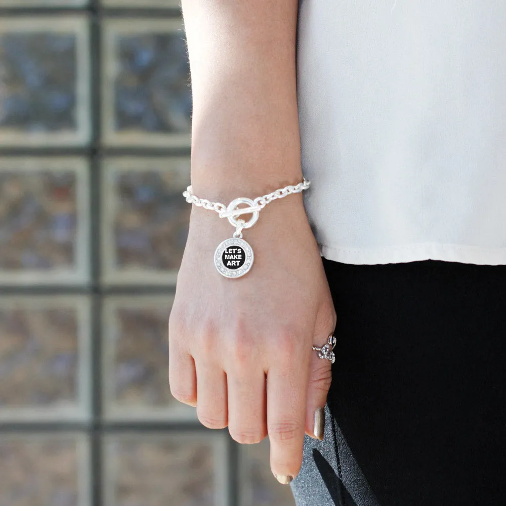 Silver Let's Make Art Circle Charm Toggle Bracelet