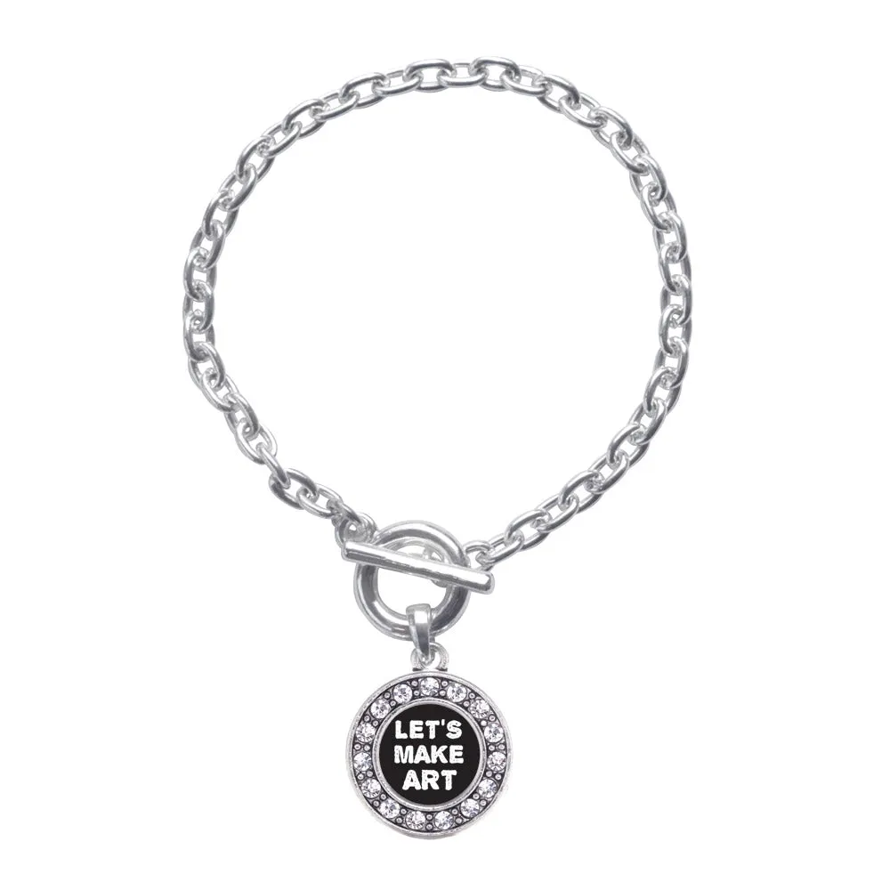 Silver Let's Make Art Circle Charm Toggle Bracelet
