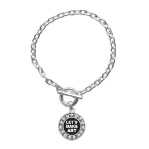 Silver Let's Make Art Circle Charm Toggle Bracelet