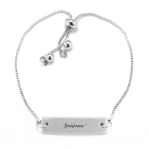 Silver Louisiana Adjustable Bar Bracelet