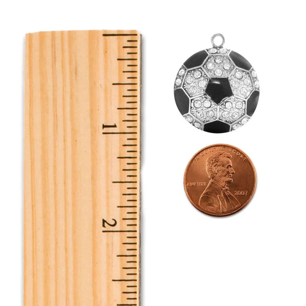 Silver Love Soccer Ball Charm Toggle Bracelet