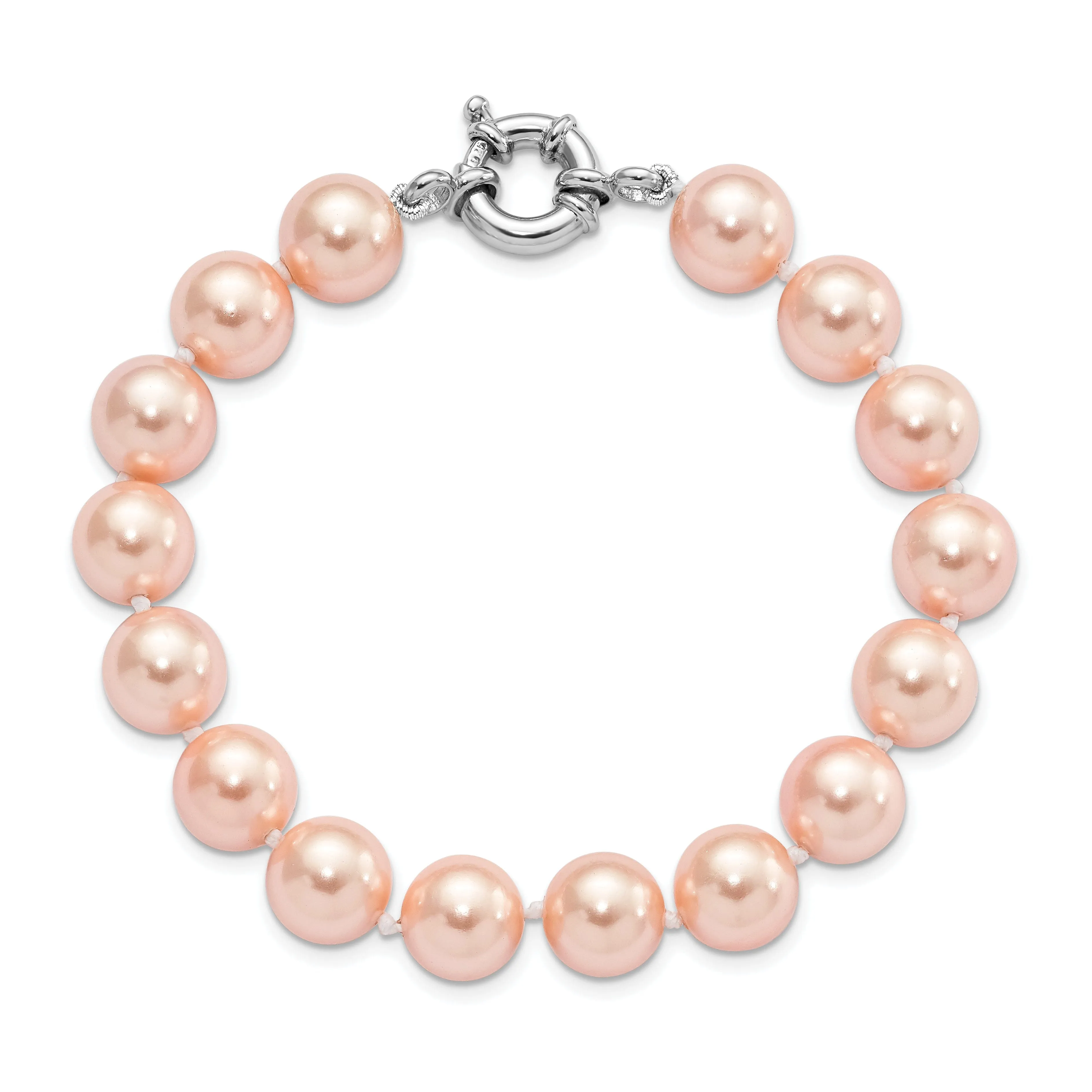 Silver Majestik Pink Shell Pearl Bead Bracelet