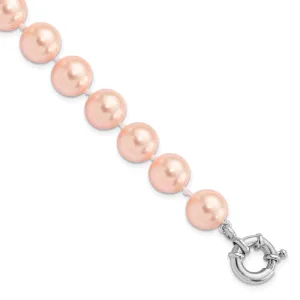 Silver Majestik Pink Shell Pearl Bead Bracelet