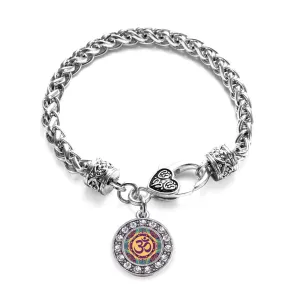 Silver Mandala Ohm Circle Charm Braided Bracelet