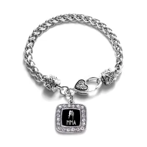 Silver MMA Square Charm Braided Bracelet
