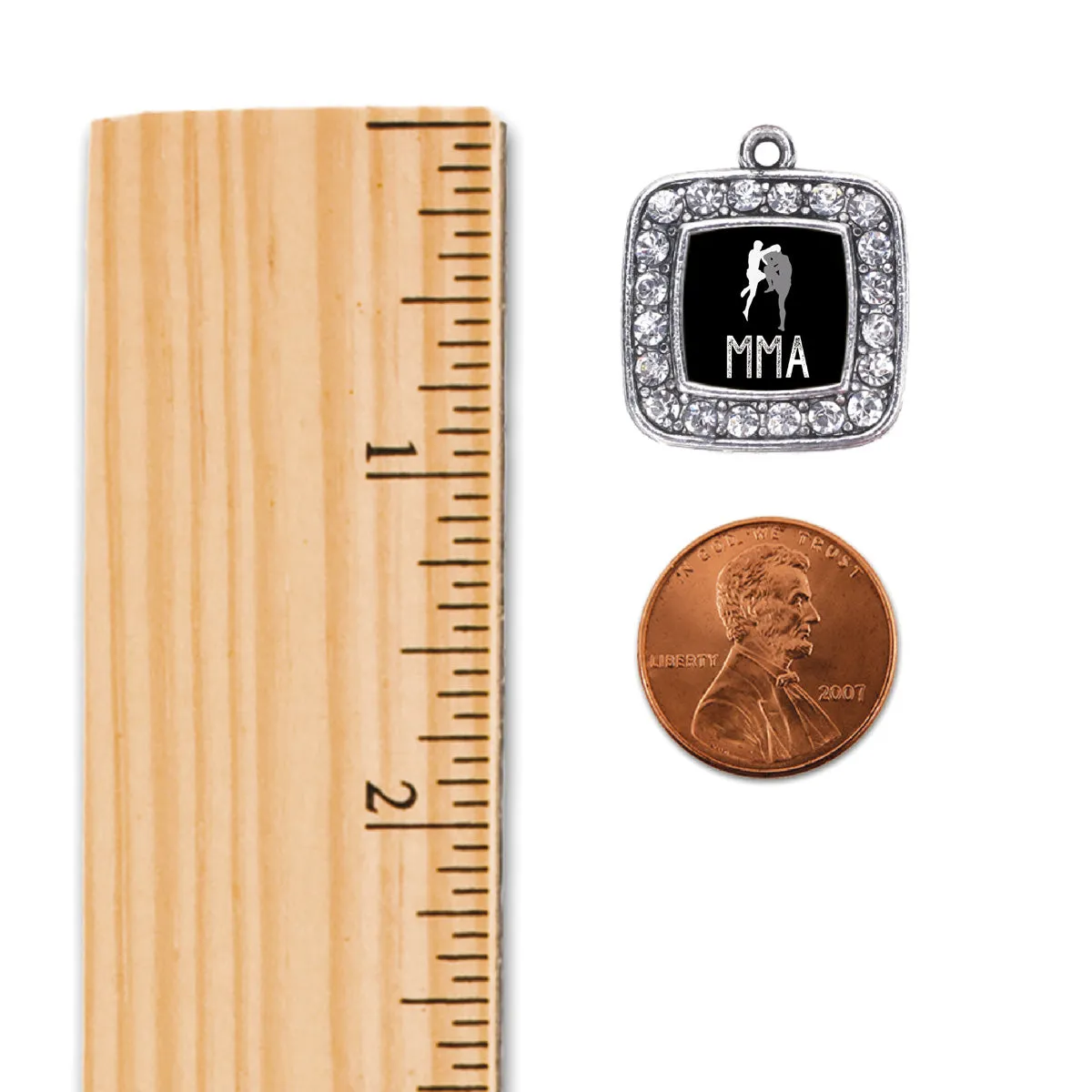 Silver MMA Square Charm Braided Bracelet