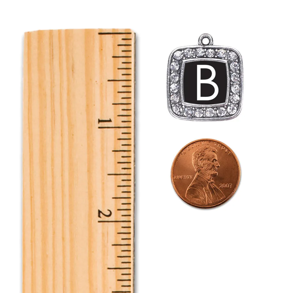 Silver My Initials - Letter B Square Charm Toggle Bracelet