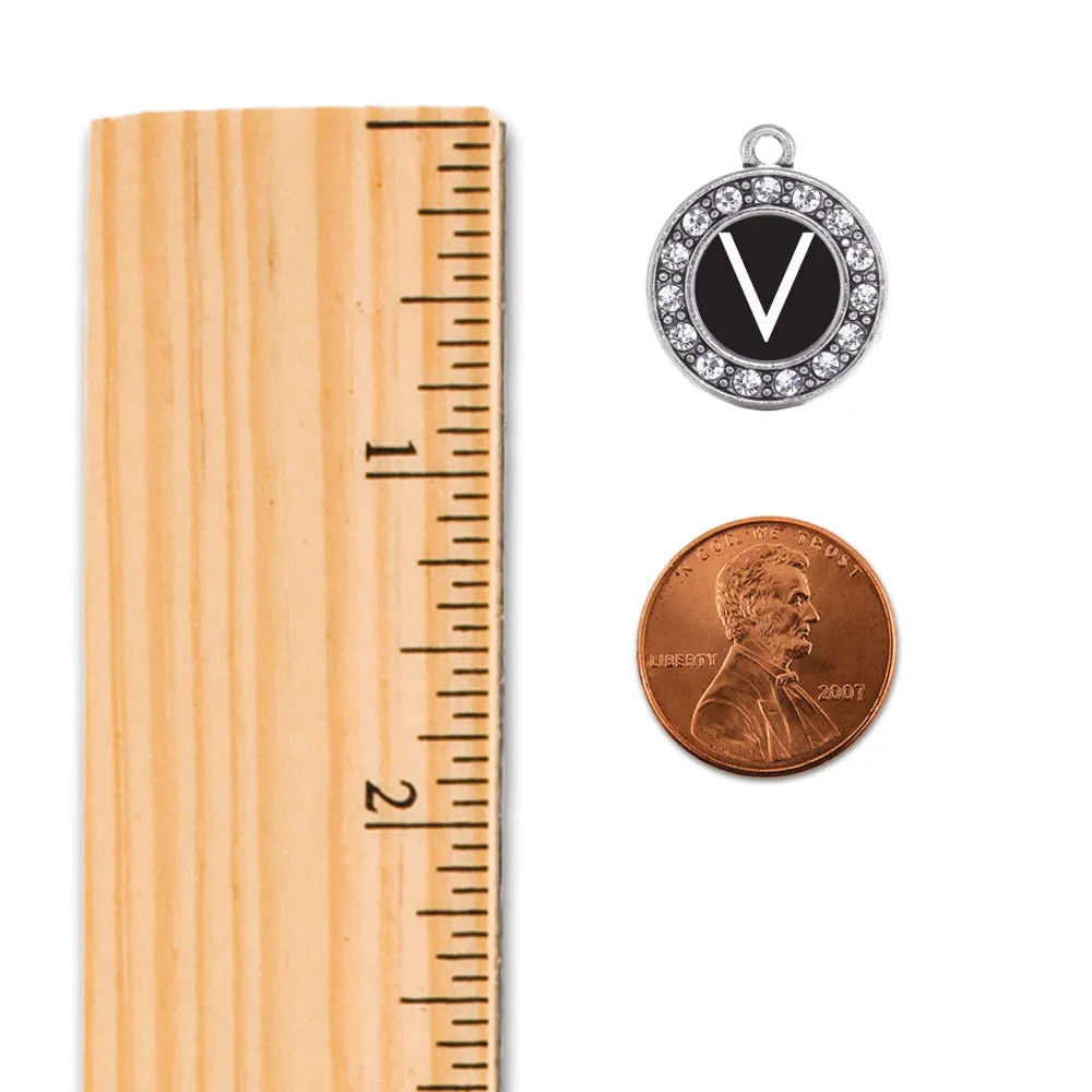 Silver My Initials - Letter V Circle Charm Toggle Bracelet