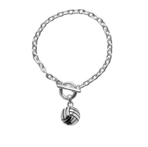 Silver Petite Volleyball Charm Toggle Bracelet