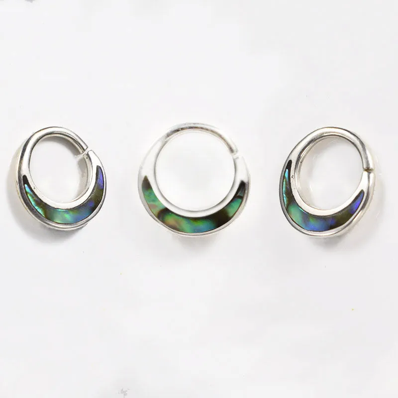Silver Septum Ring with Abalone Shell