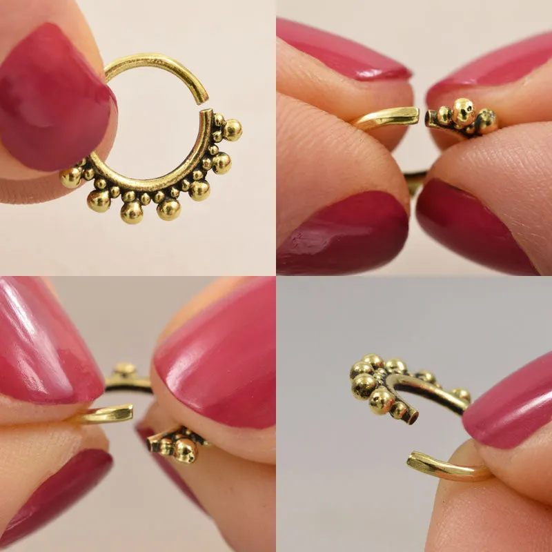 Silver Septum Ring with Abalone Shell