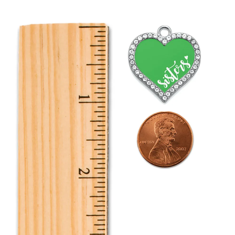 Silver Sisters - Green Open Heart Charm Braided Bracelet