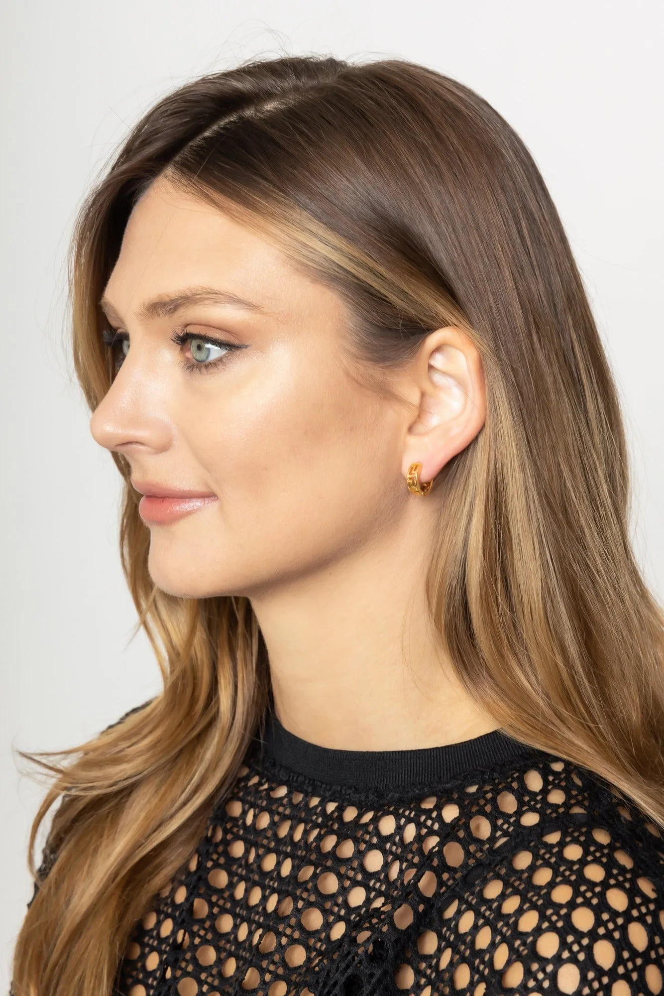 SJE310249 14K Dipped Carved Hoop Brass Earrings
