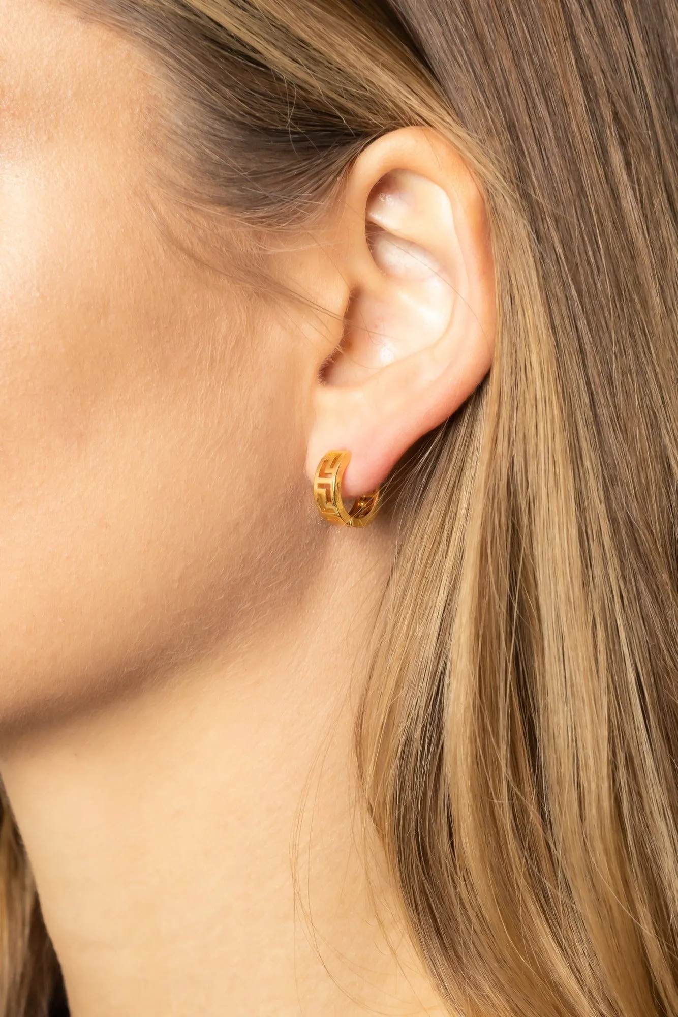 SJE310249 14K Dipped Carved Hoop Brass Earrings