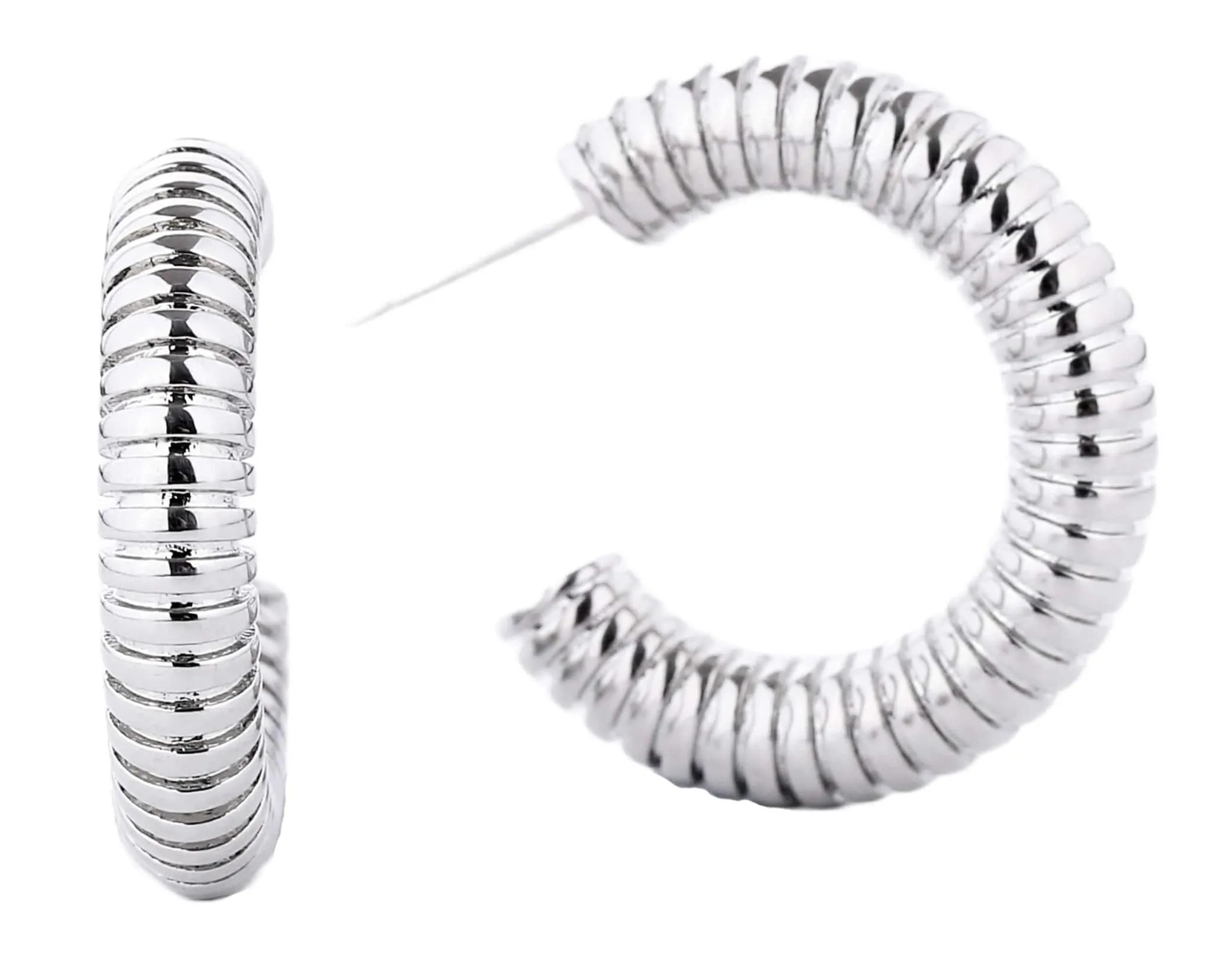 SJE310307 14K Dipped Coil Hoop Earrings