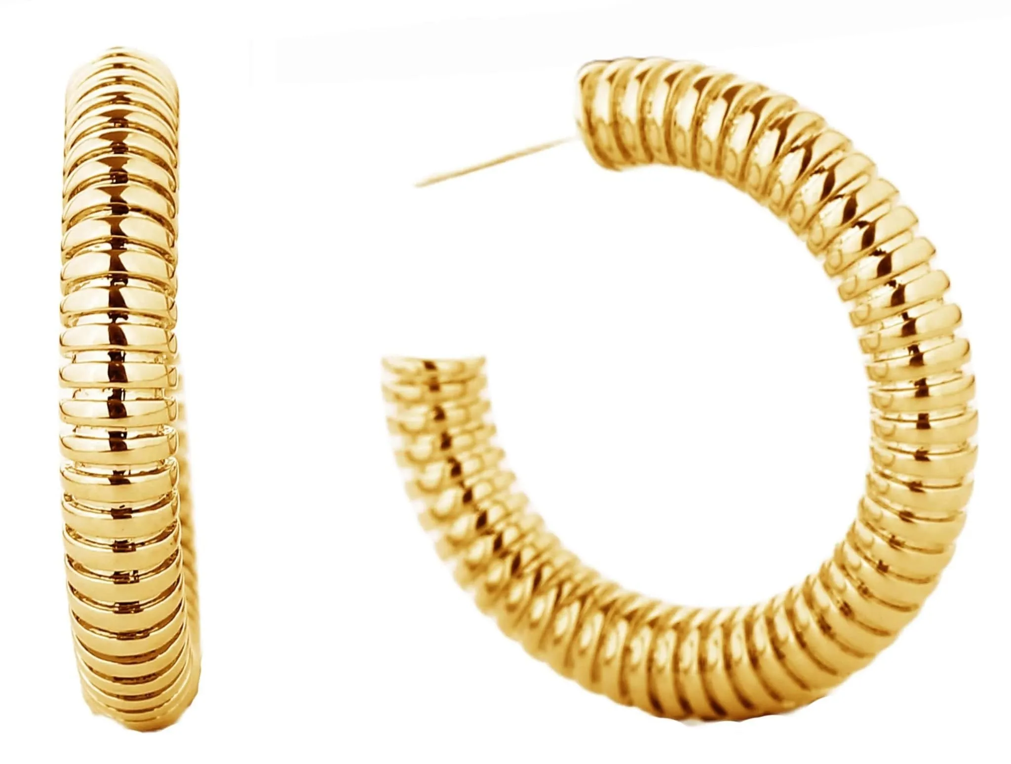 SJE310307 14K Dipped Coil Hoop Earrings