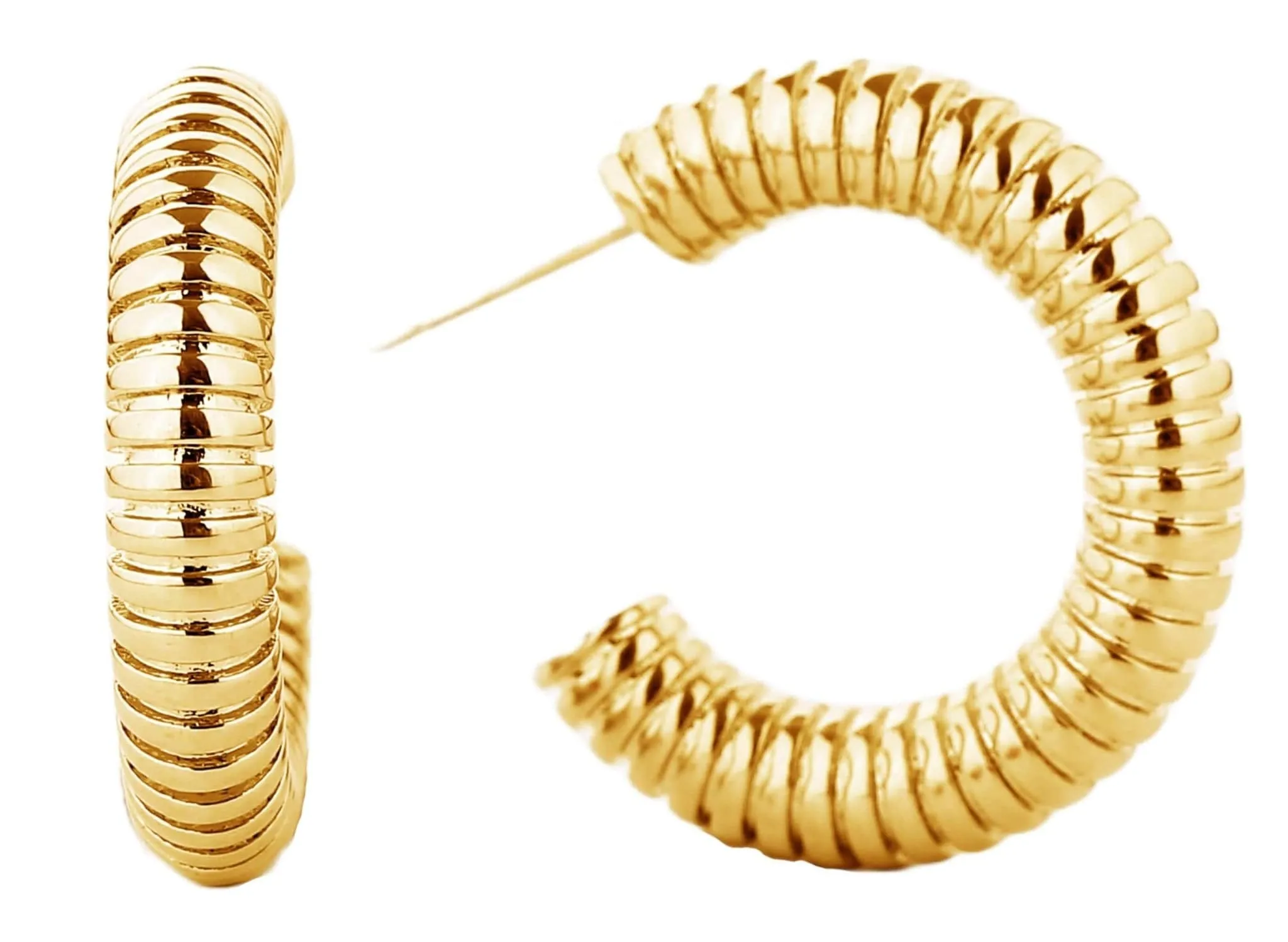 SJE310307 14K Dipped Coil Hoop Earrings