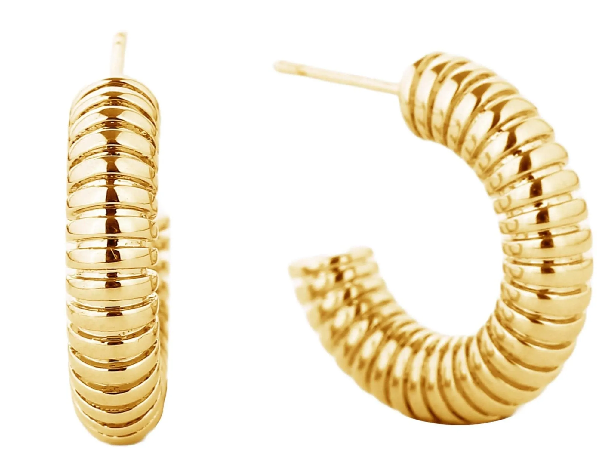 SJE310307 14K Dipped Coil Hoop Earrings