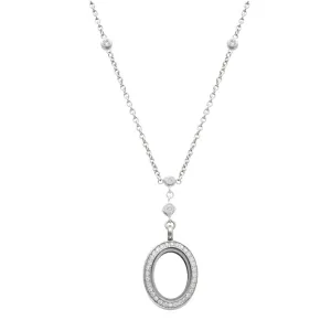 Small Oval White Topaz Locket With Chain