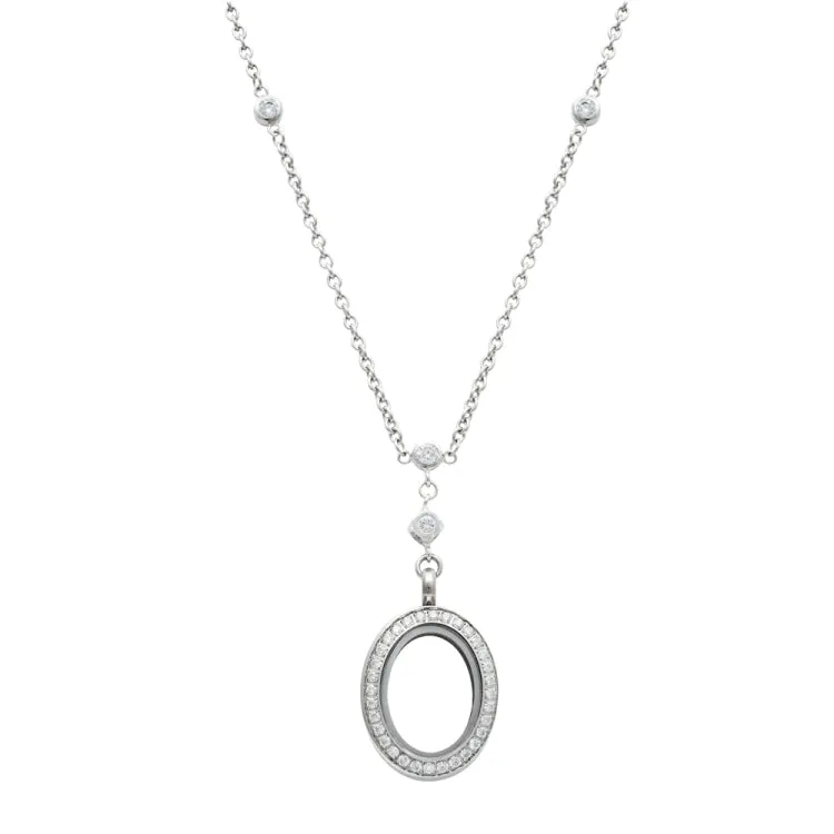 Small Oval White Topaz Locket With Chain