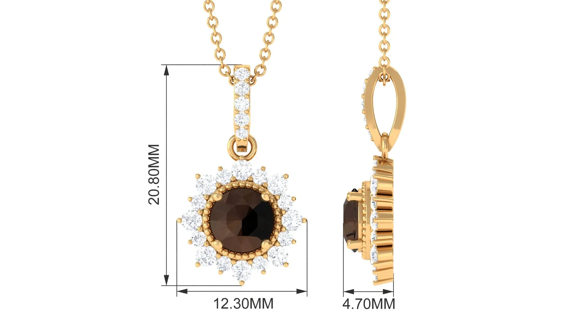 Smoky Quartz Halo Pendant with Diamond