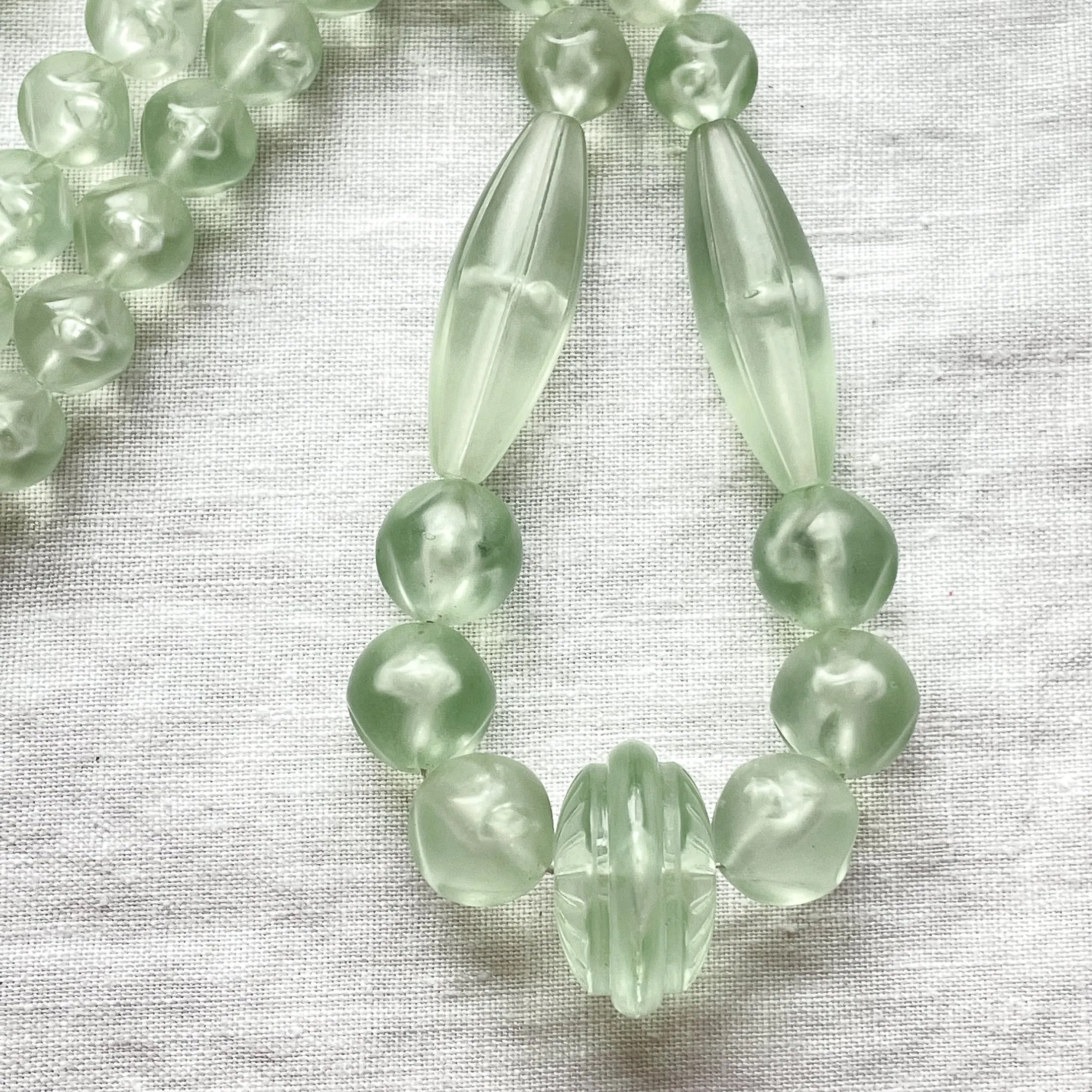 SOLD Vintage Celadon/Mint Green Art Deco Beaded Necklace