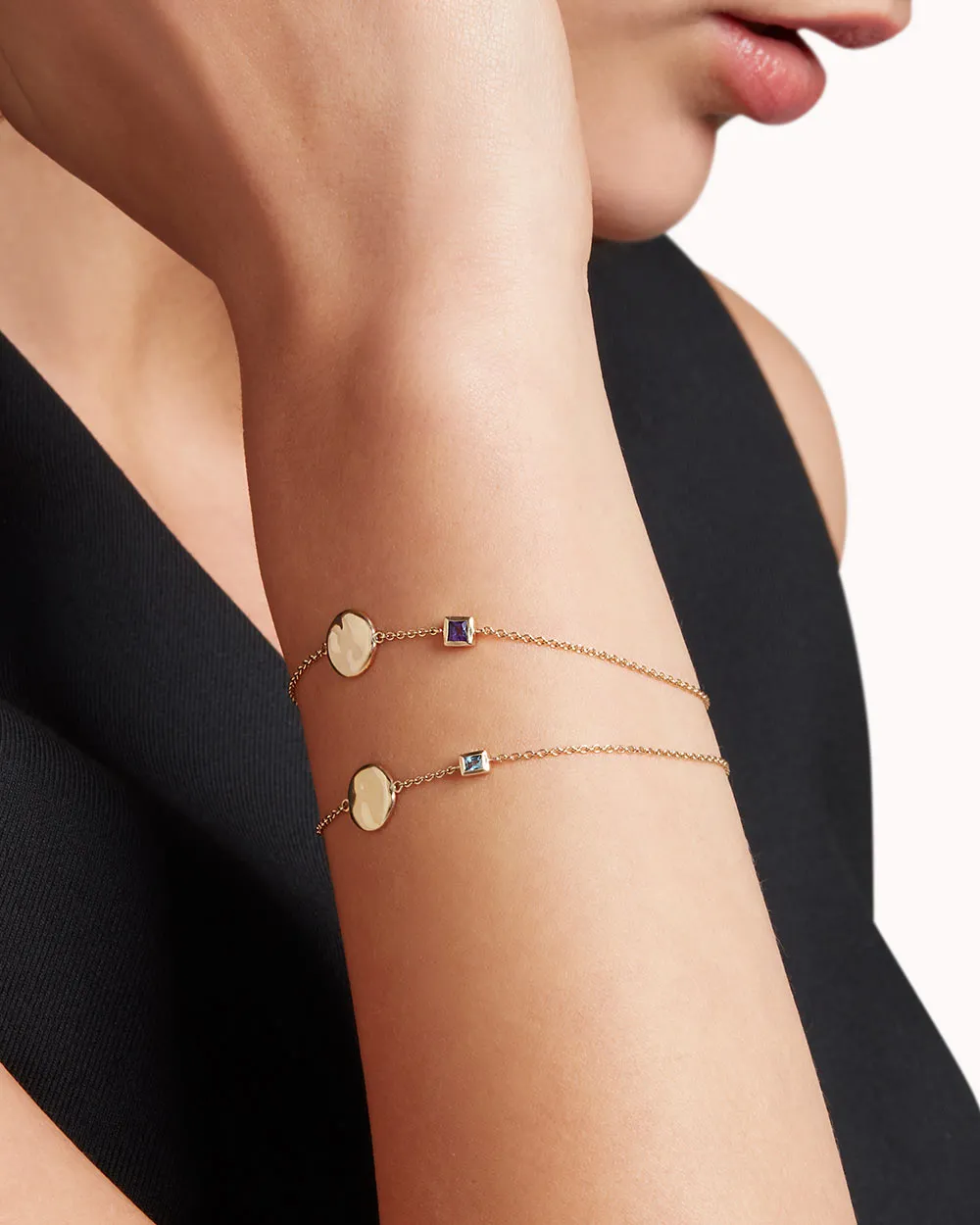Solid Gold Amethyst February Birthstone Bracelet