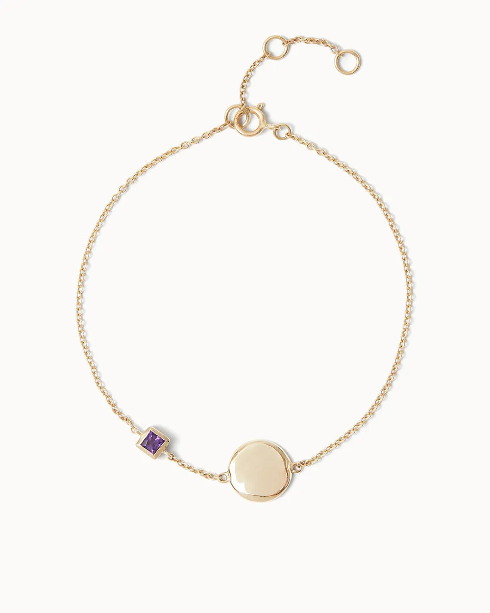 Solid Gold Amethyst February Birthstone Bracelet