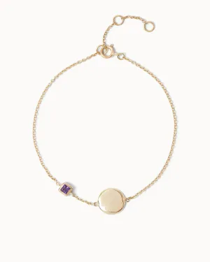 Solid Gold Amethyst February Birthstone Bracelet