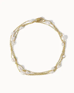 Solid Gold Pearl Wrapped Bracelet