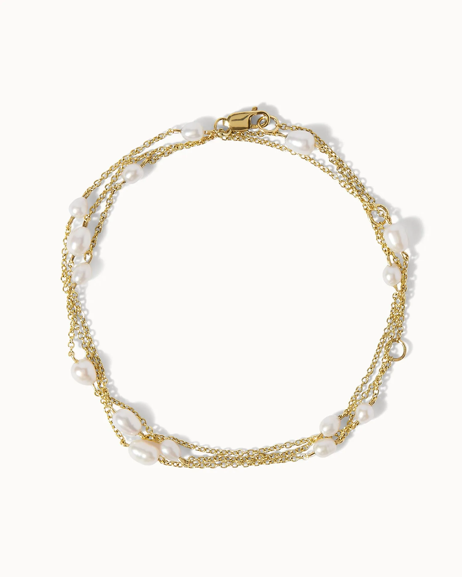 Solid Gold Pearl Wrapped Bracelet