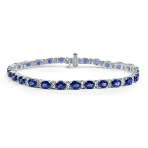Springer's Collection 14k White Gold Ceylon Sapphire and Diamond Line Bracelet