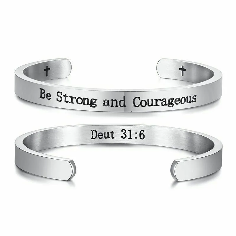 Stainless Steel Titanium Steel Inspirational God Bible Psalm Lettering Bracelet