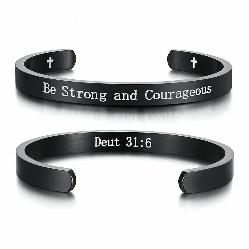 Stainless Steel Titanium Steel Inspirational God Bible Psalm Lettering Bracelet