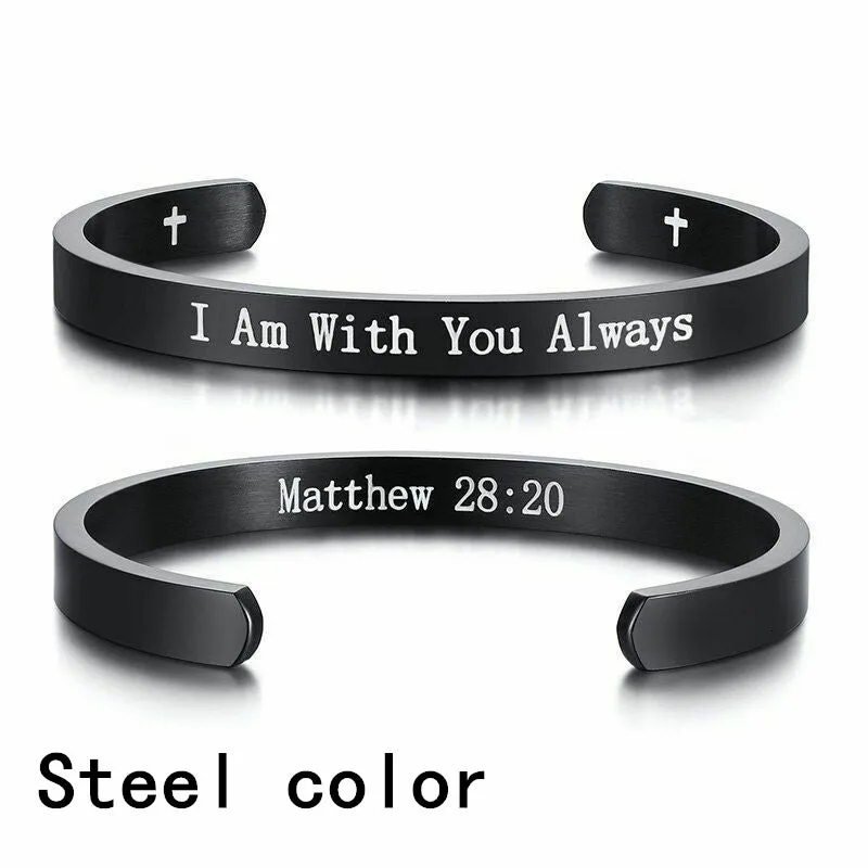 Stainless Steel Titanium Steel Inspirational God Bible Psalm Lettering Bracelet