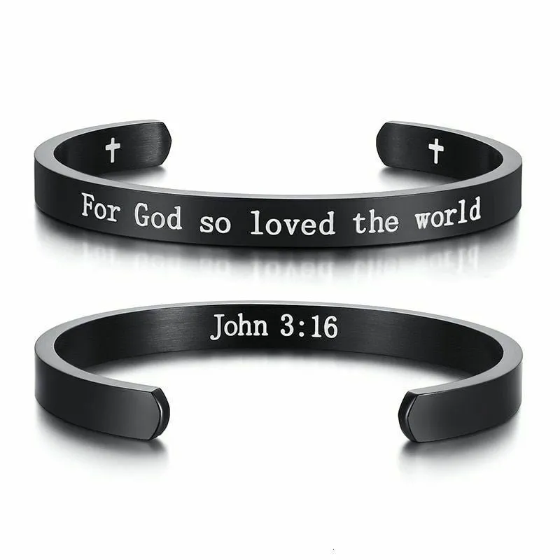 Stainless Steel Titanium Steel Inspirational God Bible Psalm Lettering Bracelet