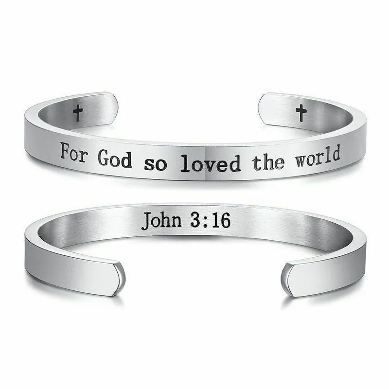 Stainless Steel Titanium Steel Inspirational God Bible Psalm Lettering Bracelet