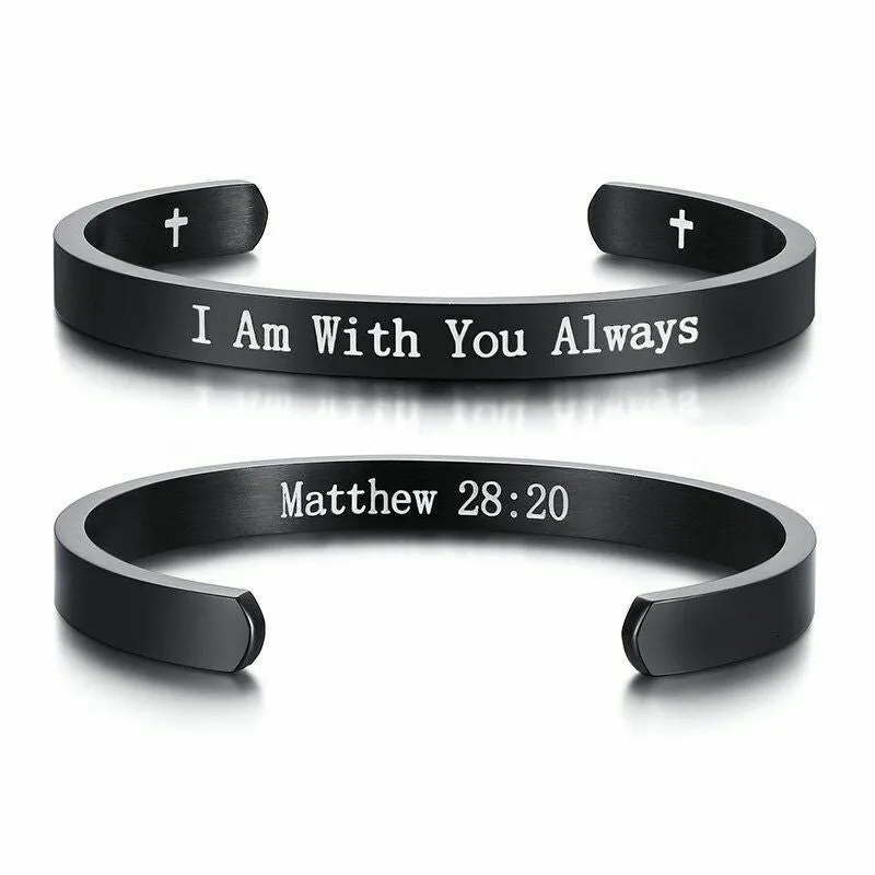 Stainless Steel Titanium Steel Inspirational God Bible Psalm Lettering Bracelet