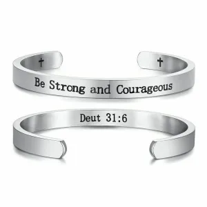 Stainless Steel Titanium Steel Inspirational God Bible Psalm Lettering Bracelet