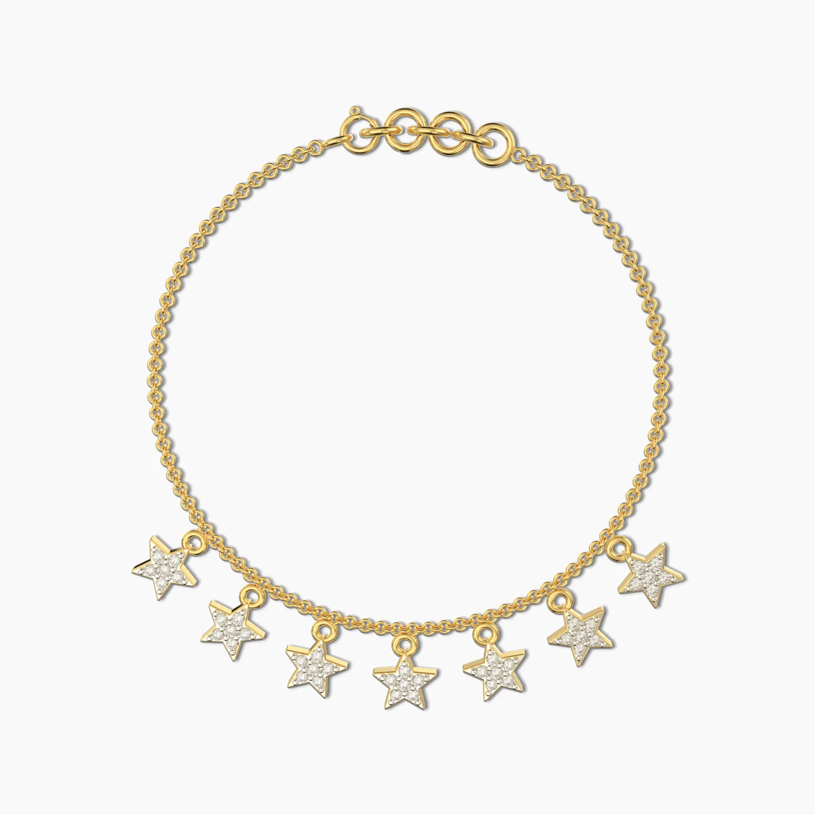 Star Charms Yellow Gold Diamond Bracelet