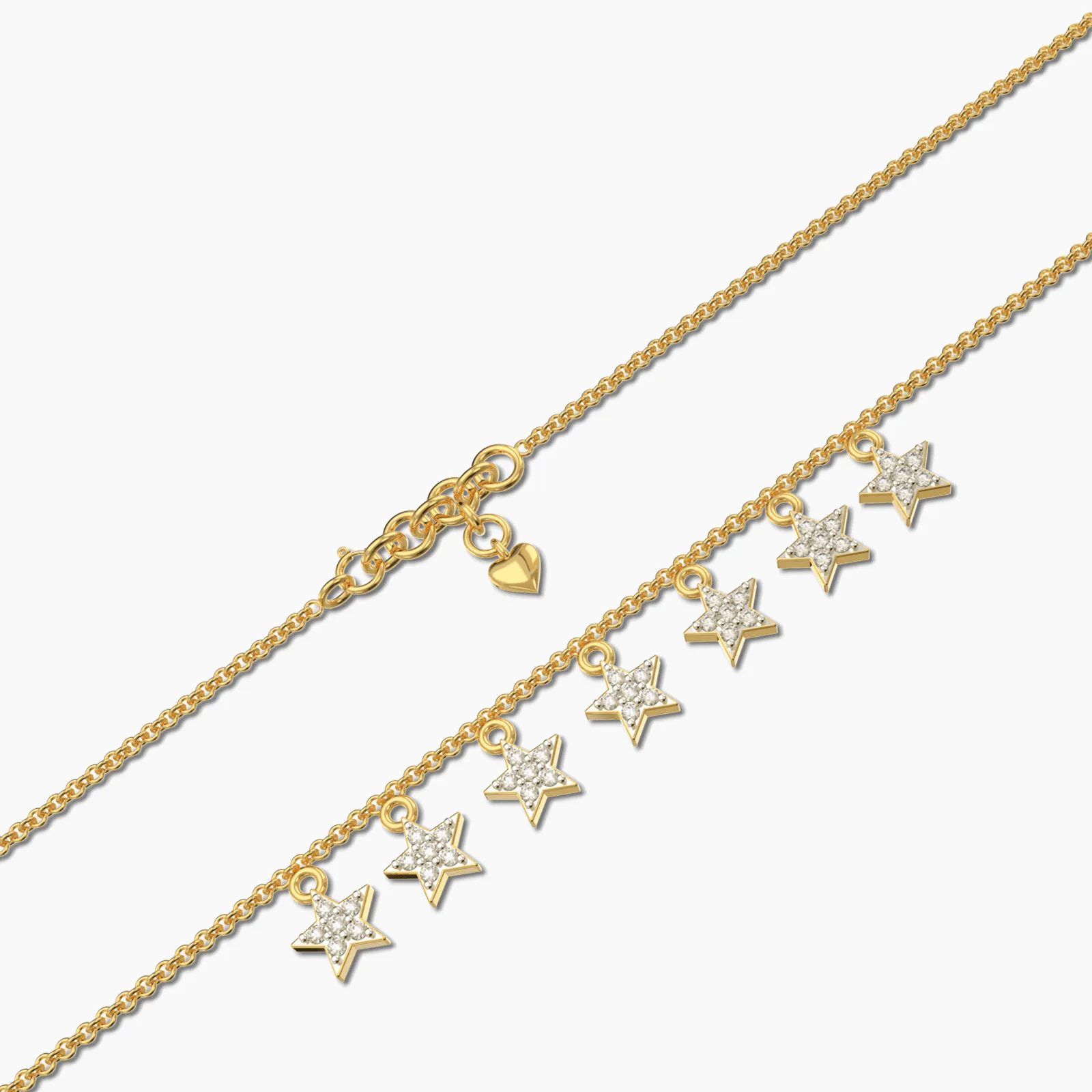 Star Charms Yellow Gold Diamond Bracelet