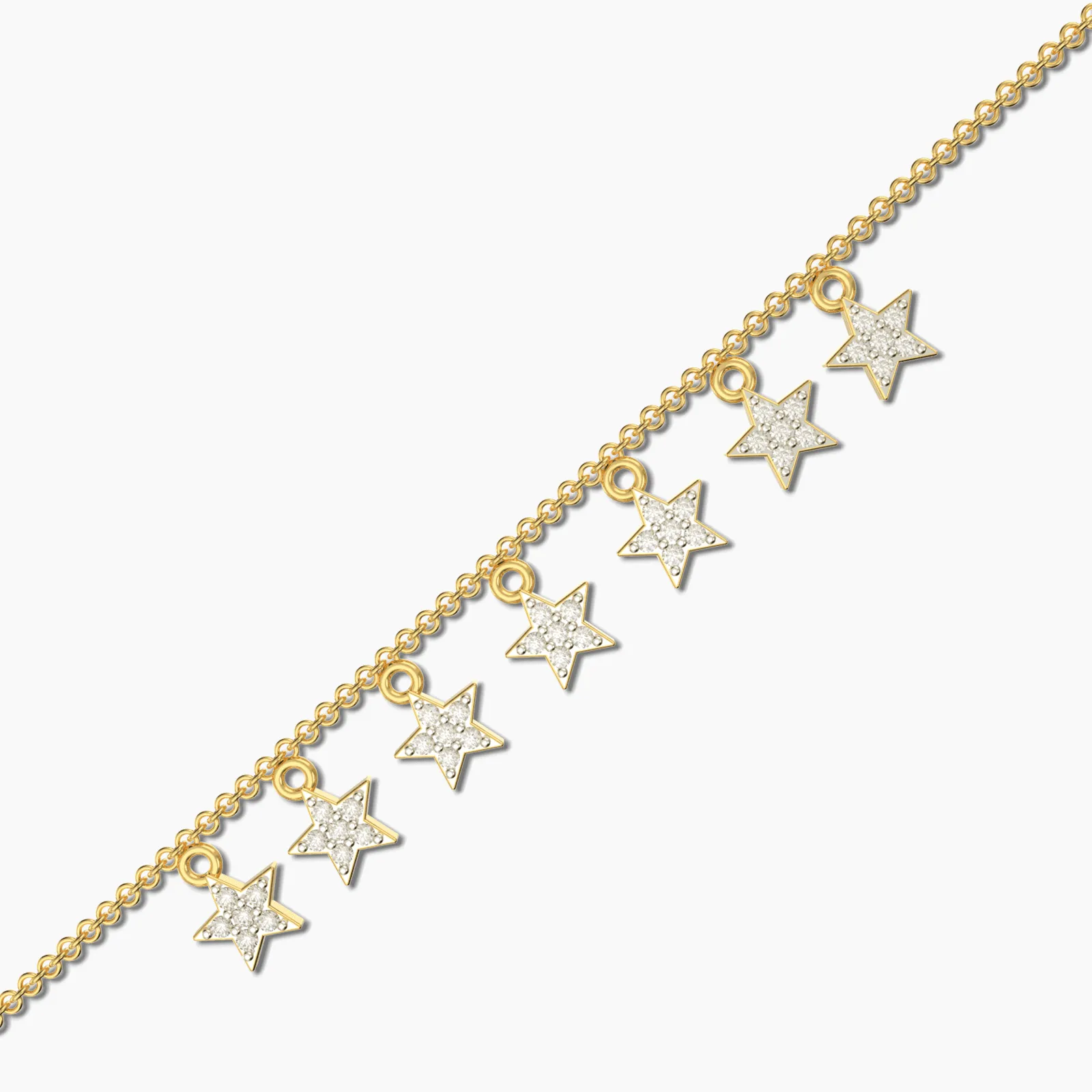 Star Charms Yellow Gold Diamond Bracelet