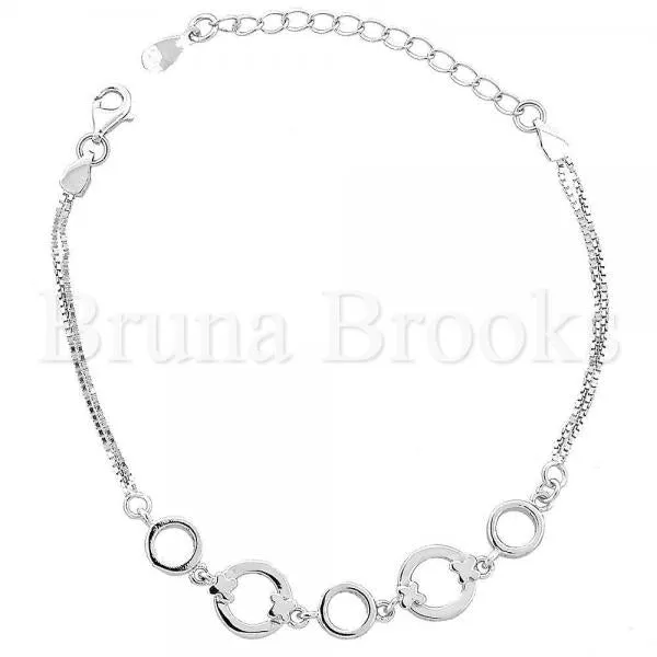 Sterling Silver 03.183.0045 Fancy Bracelet, Polished Finish, Rhodium Tone