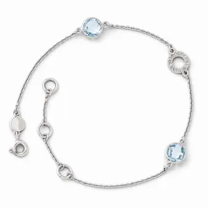 Sterling Silver Blue Topaz and Diamond Bracelet
