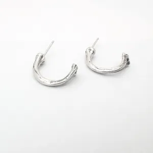 Sterling Silver Bone Hoop Earrings