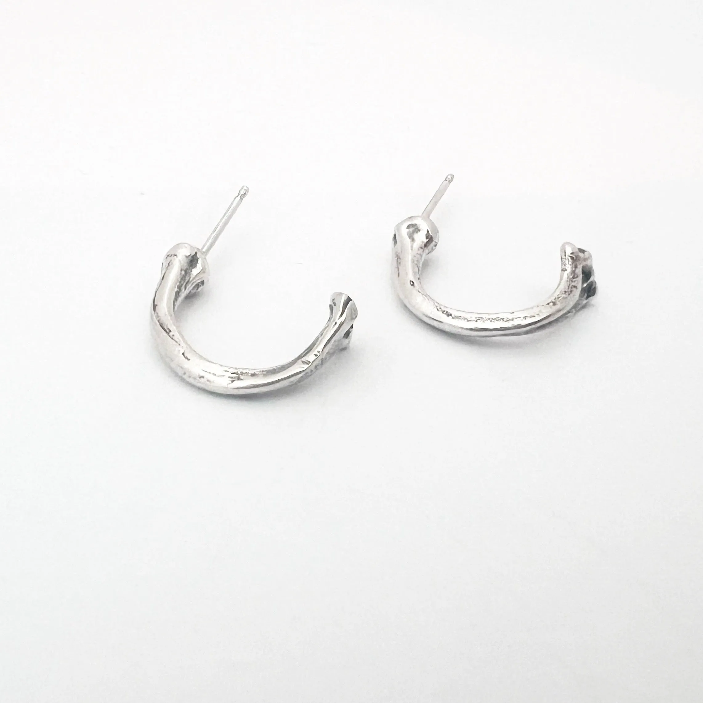 Sterling Silver Bone Hoop Earrings