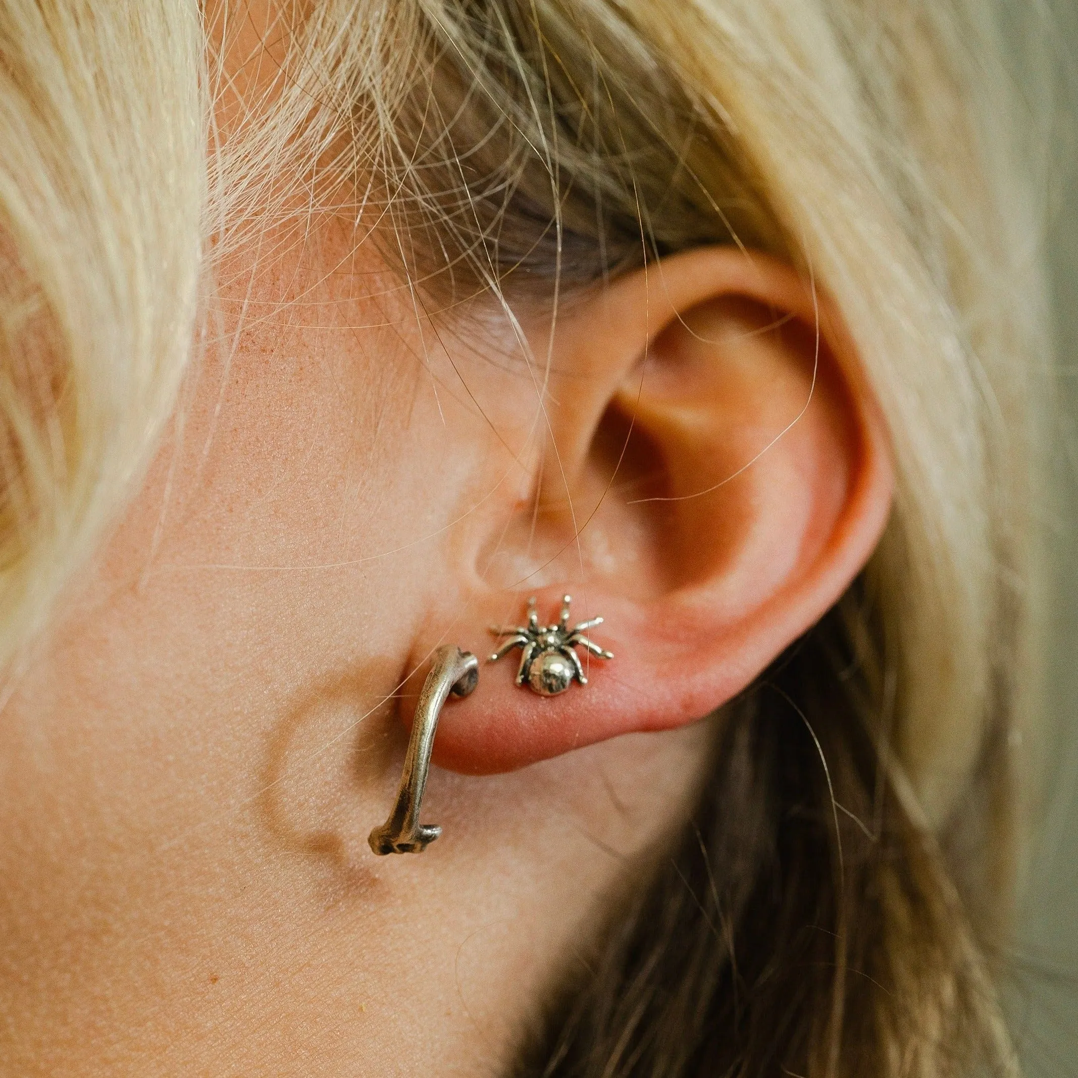 Sterling Silver Bone Hoop Earrings