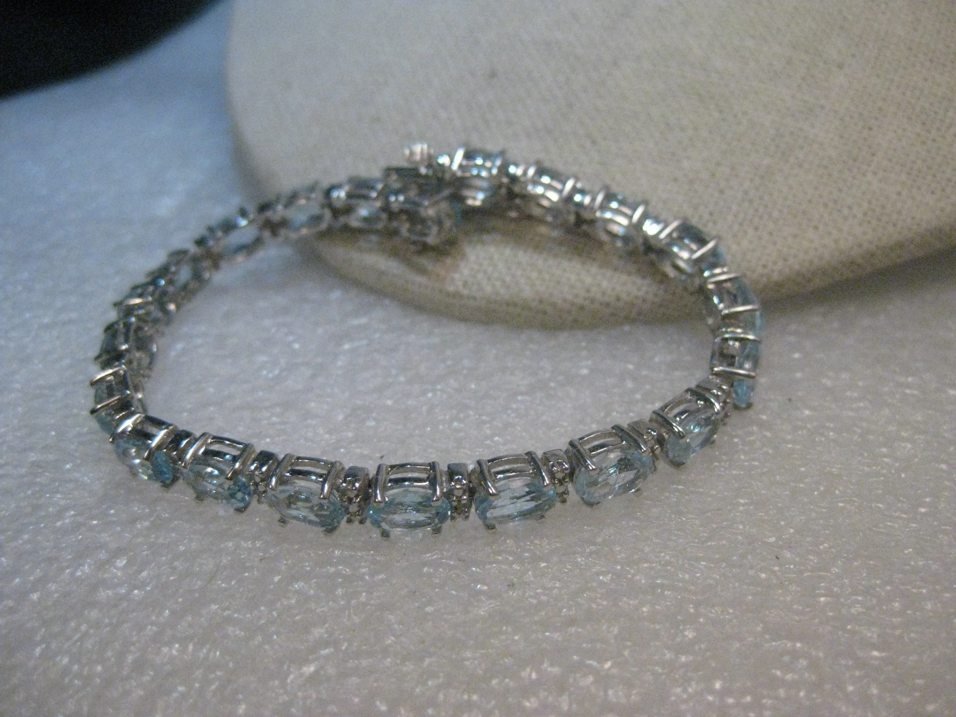 Sterling Silver Created Blue Topaz Tennis Bracelet, 7", 15.75tcw, 15.31 grams, 5mm wide
